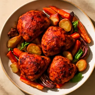 Harissa Roasted Chicken Thighs with Vegetables