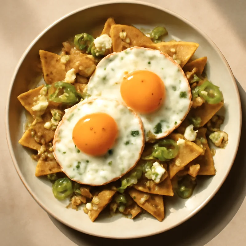Chilaquiles Verdes with Fried Eggs