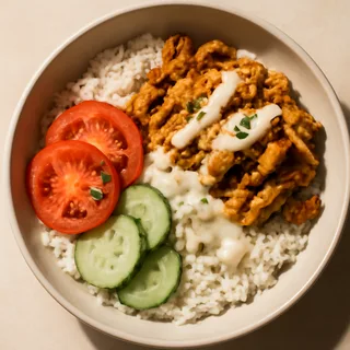 Chicken Shawarma Rice Bowl with Tahini