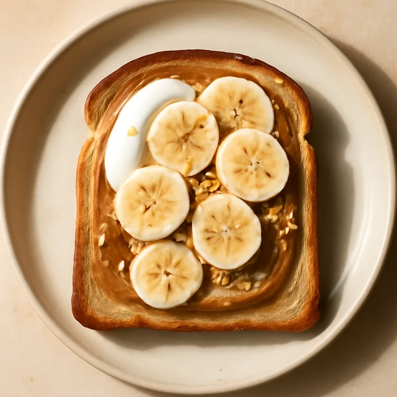 Almond Butter And Banana Breakfast Toast With Yogurt