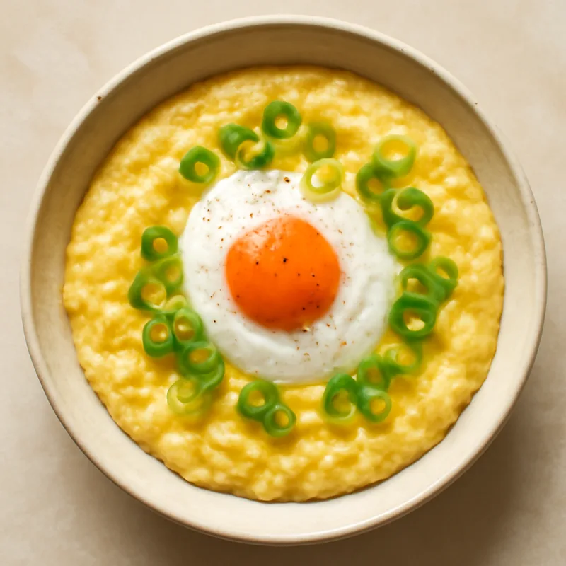 Cheddar Grits Bowls With Soft Eggs And Scallions