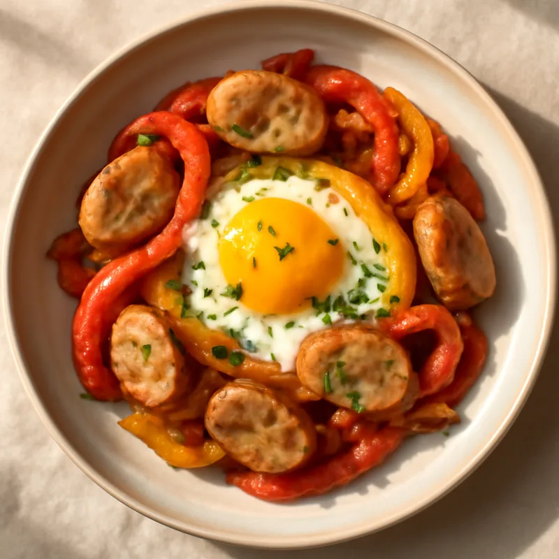 Chicken Sausage And Sweet Pepper Egg Skillet