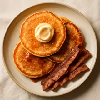 Cornmeal Griddle Cakes With Maple Butter And Crisp Bacon