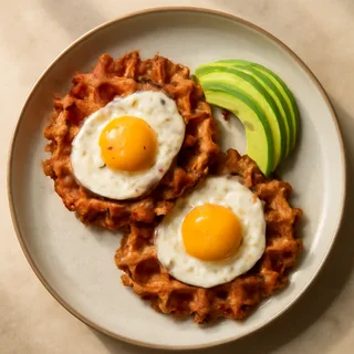 Crispy Hash Brown Waffles With Fried Eggs And Avocado