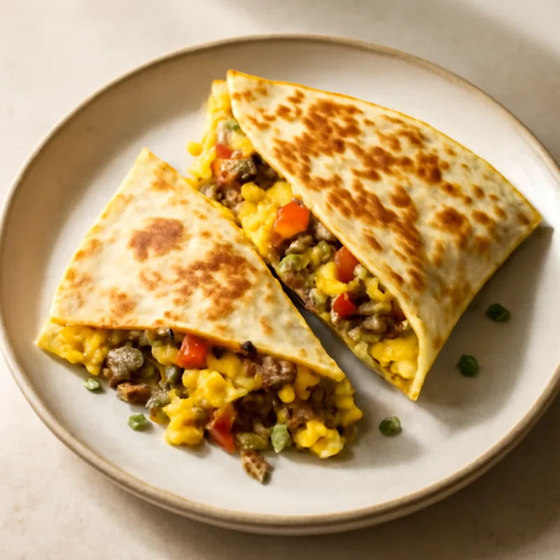 Loaded Breakfast Quesadillas With Sausage And Eggs
