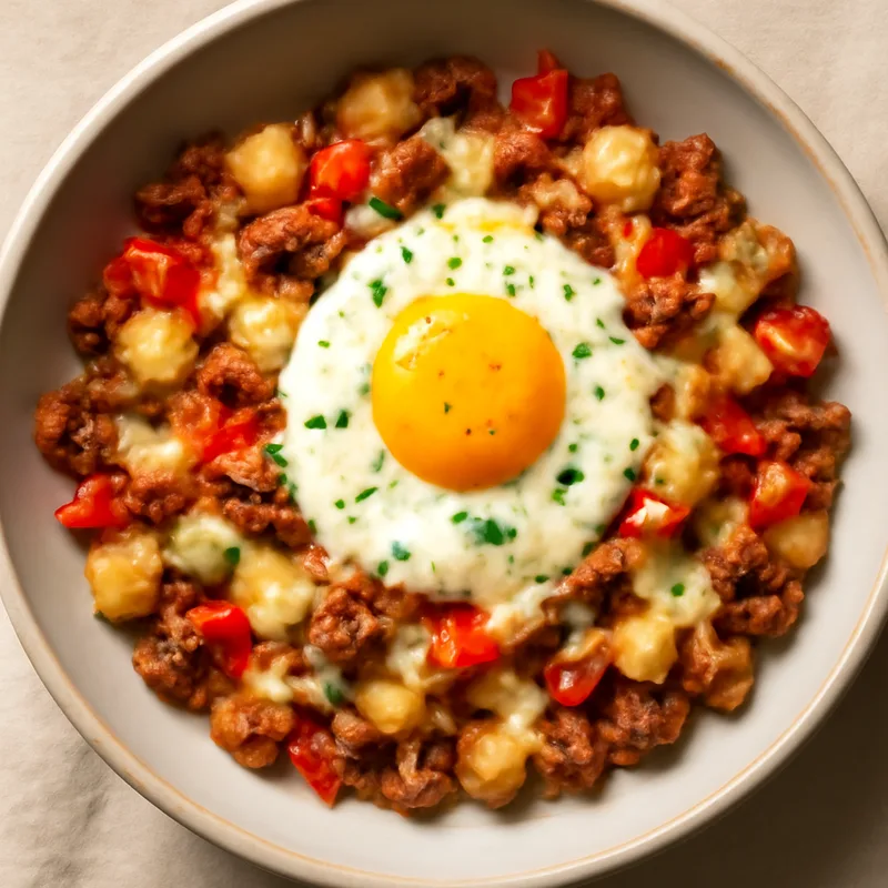 Pork Sausage And Pepper Jack Egg Skillet