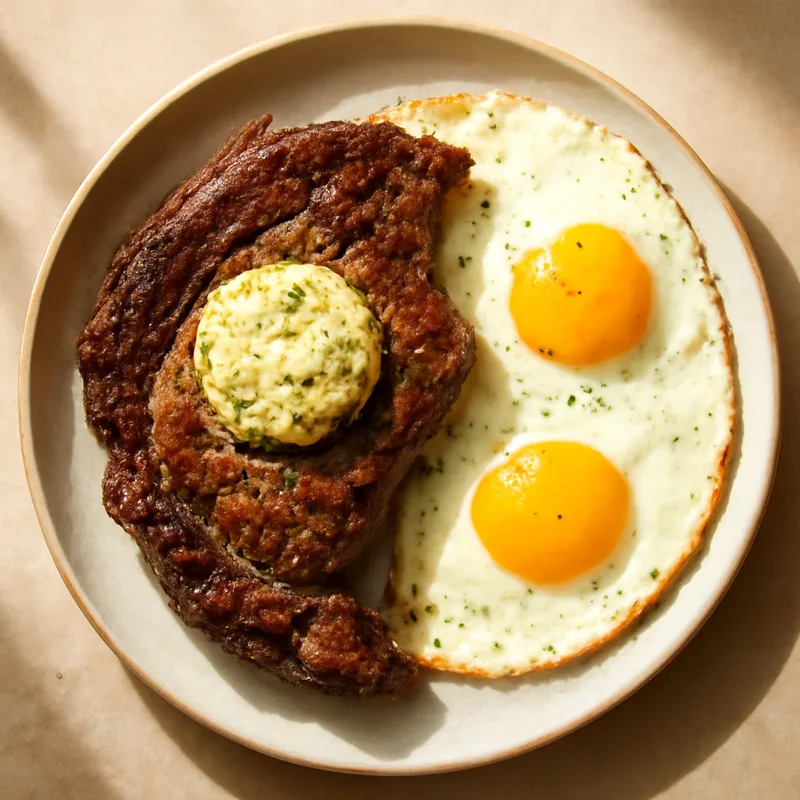 Skillet Ribeye And Eggs With Herb Hollandaise Butter