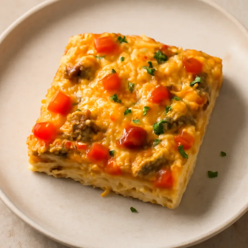Turkey Sausage Breakfast Casserole With Peppers And Cheddar