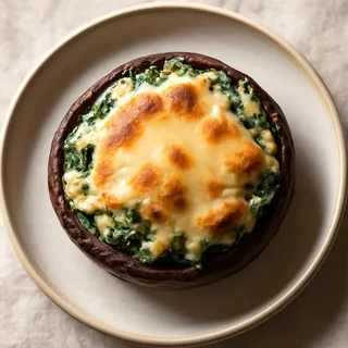 Baked Portobello Caps Stuffed With Ricotta, Spinach And Provolone