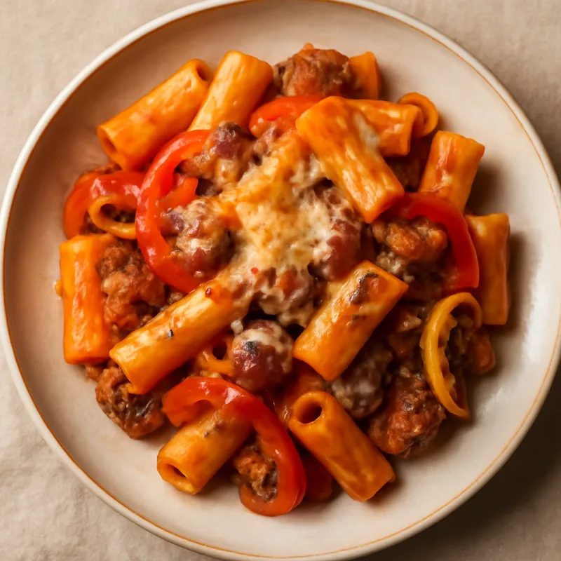 Baked Rigatoni With Italian Sausage And Peppers