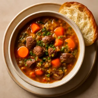 Beef And Barley Soup With Crusty Bread