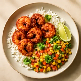 Blackened Shrimp Bowls With Rice And Corn Salsa