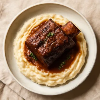 Braised Beef Short Ribs Over Creamy Mashed Potatoes