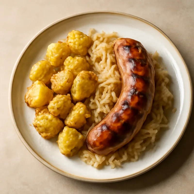 Bratwurst With Sauerkraut And Mustard Potatoes