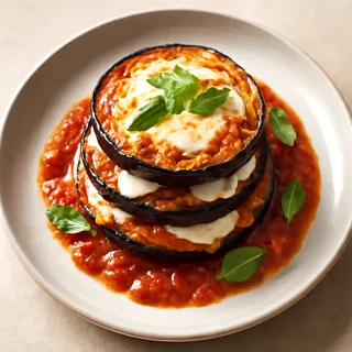 Broiled Eggplant Stacks With Mozzarella And Basil Marinara