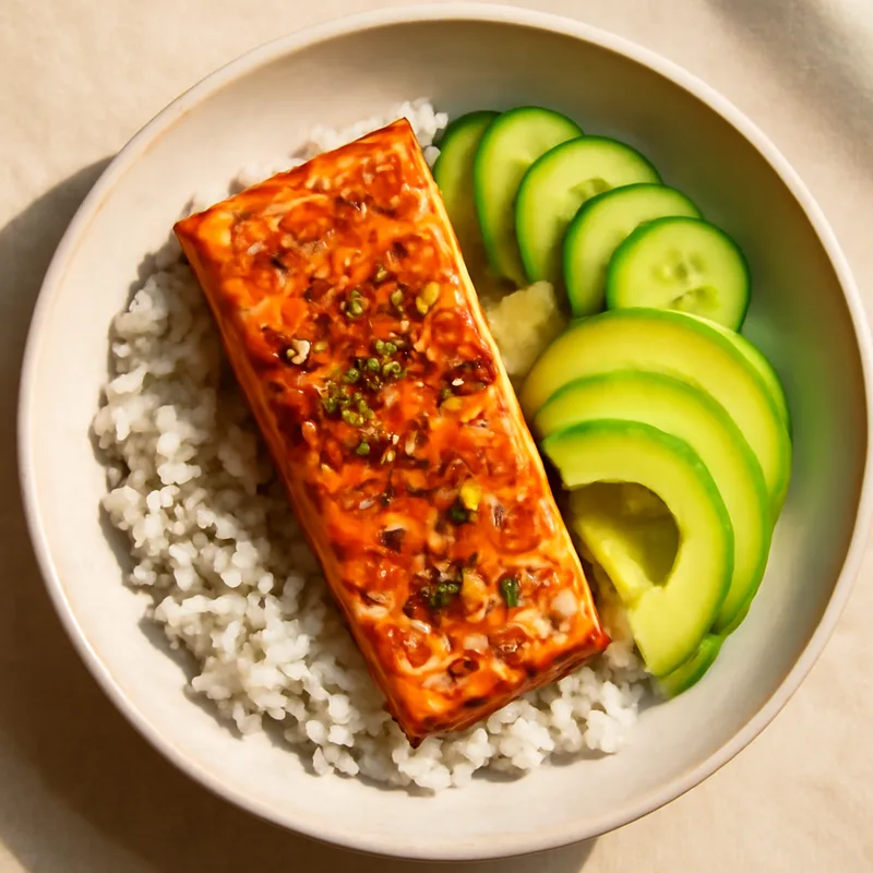 Broiled Salmon Rice Bowls With Cucumber And Avocado