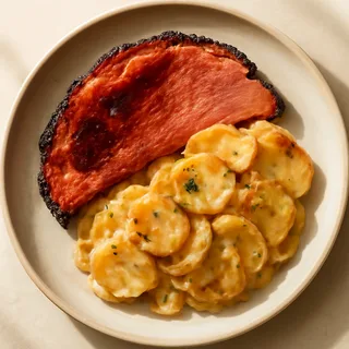 Brown Sugar Glazed Ham With Scalloped Potatoes
