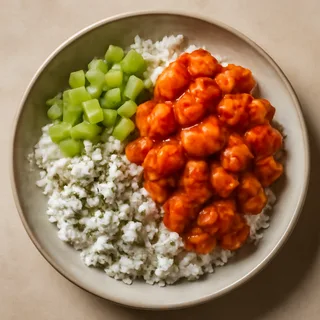 Buffalo Chicken Rice Bowls With Celery And Blue Cheese