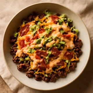 Cheeseburger Skillet Bowls With Bacon, Cheddar And Special Sauce