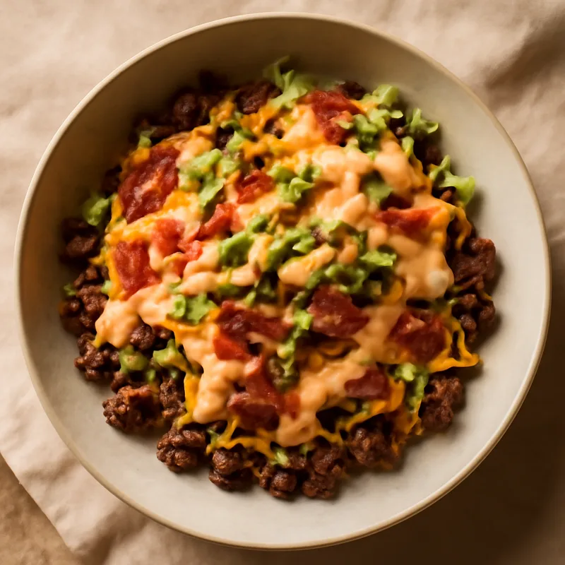 Cheeseburger Skillet Bowls With Bacon, Cheddar And Special Sauce