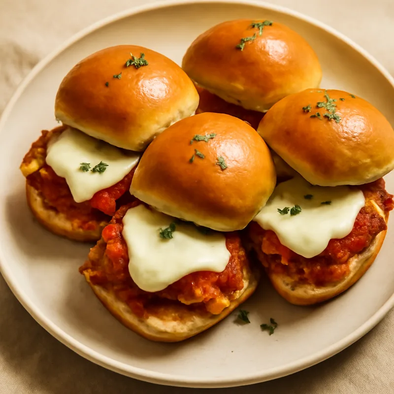 Chicken Parmesan Sliders With Marinara And Mozzarella