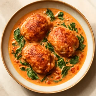 Chicken Thighs In Creamy Tomato And Spinach Sauce