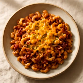 Chili Mac Skillet With Sharp Cheddar