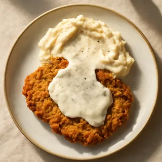 Country-Fried Steak With Mashed Potatoes And Cream Gravy