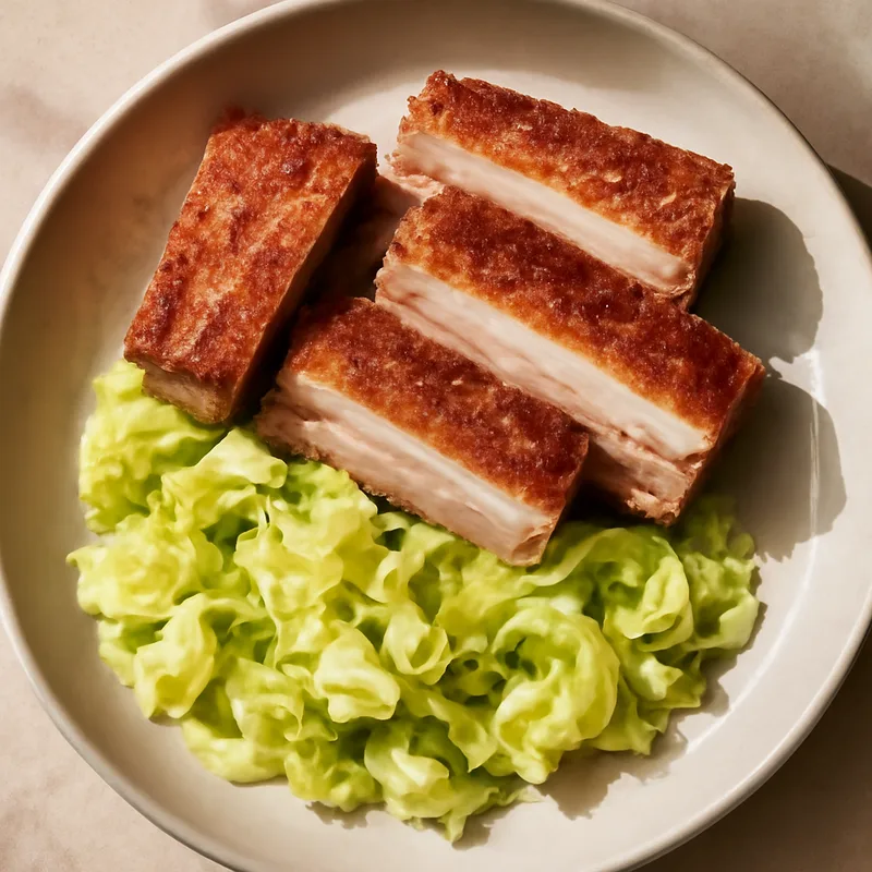 Crispy Pork Belly Slabs With Buttered Cabbage