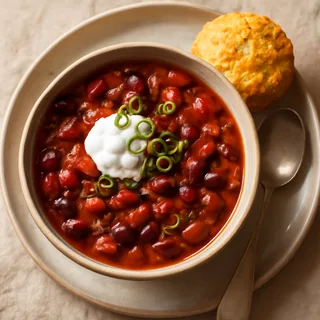 Double Bean Chili Bowls With Cheddar Corn Muffins