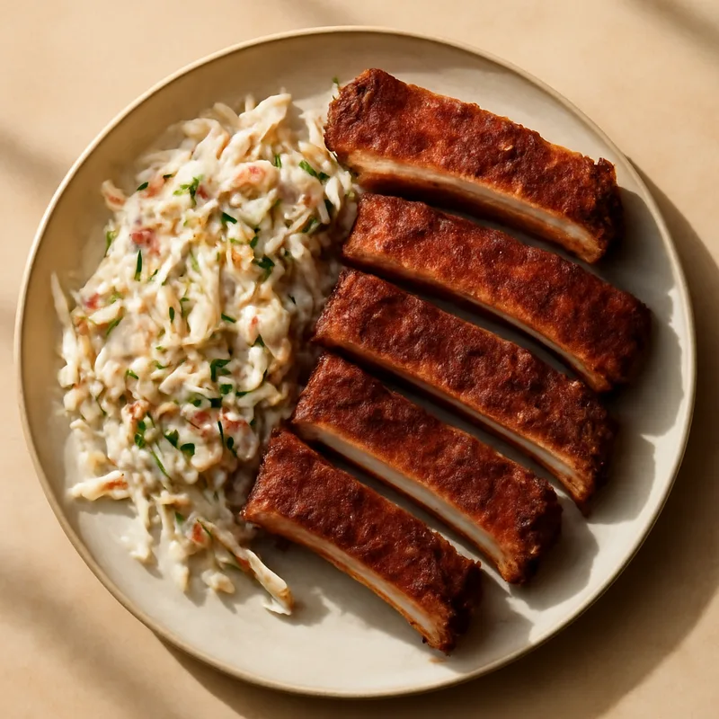 Dry-Rubbed Spareribs With Creamy Ranch Cabbage Slaw