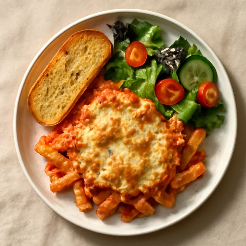 Four Cheese Baked Ziti With Garlic Bread And House Salad