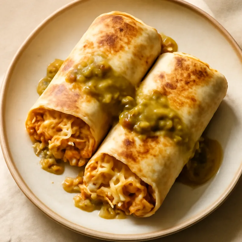 Green Chile Chicken Burritos With Rice And Jack Cheese
