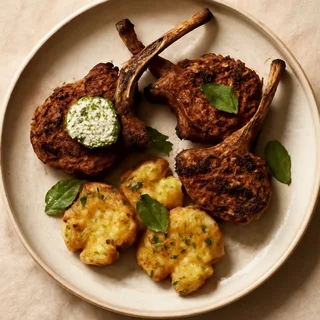 Grilled Lamb Chops With Mint Butter And Smashed Potatoes