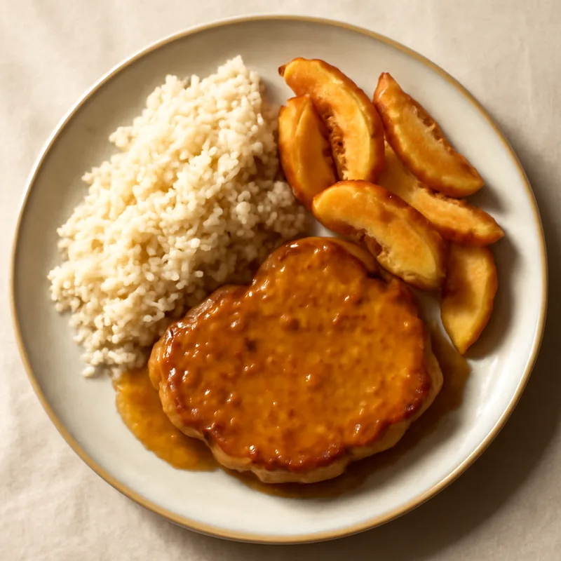 Honey Mustard Pork Chops With Skillet Apples And Rice