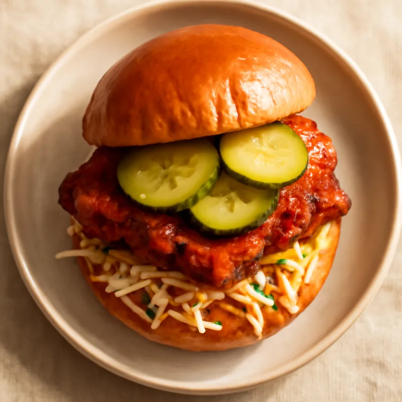 Hot Honey Chicken Sandwiches With Pickles And Slaw