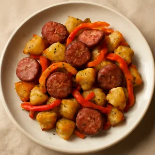 Kielbasa And Potato Skillet With Sweet Peppers