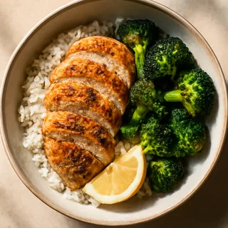 Lemon Pepper Chicken Bowls With Rice And Roasted Broccoli