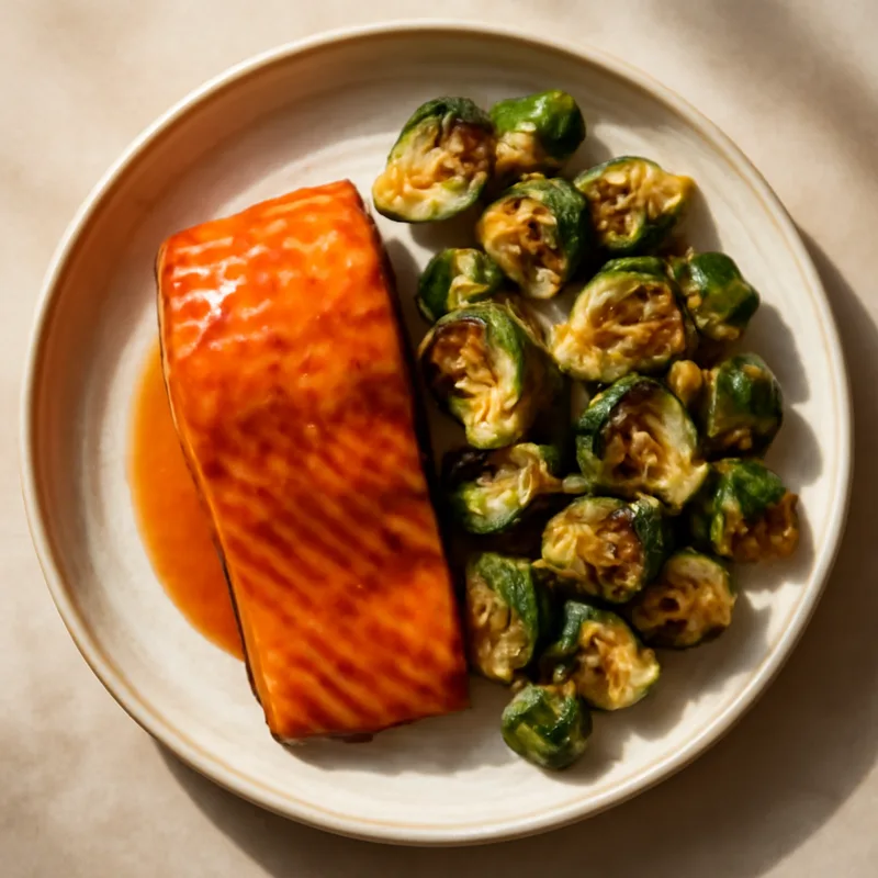 Maple-Glazed Salmon With Roasted Brussels Sprouts