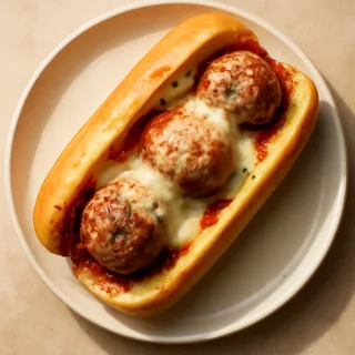 Meatball Subs With Melted Provolone And Garlic Butter