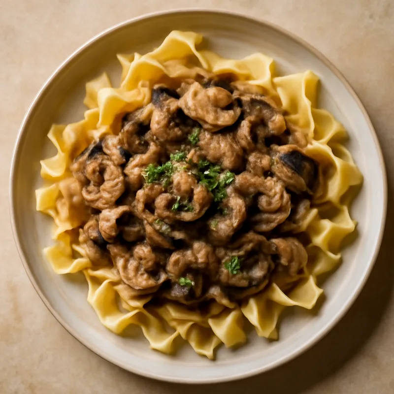 Mushroom Stroganoff With Buttered Wide Noodles