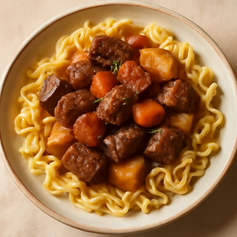 Old-Fashioned Beef Stew With Buttered Egg Noodles