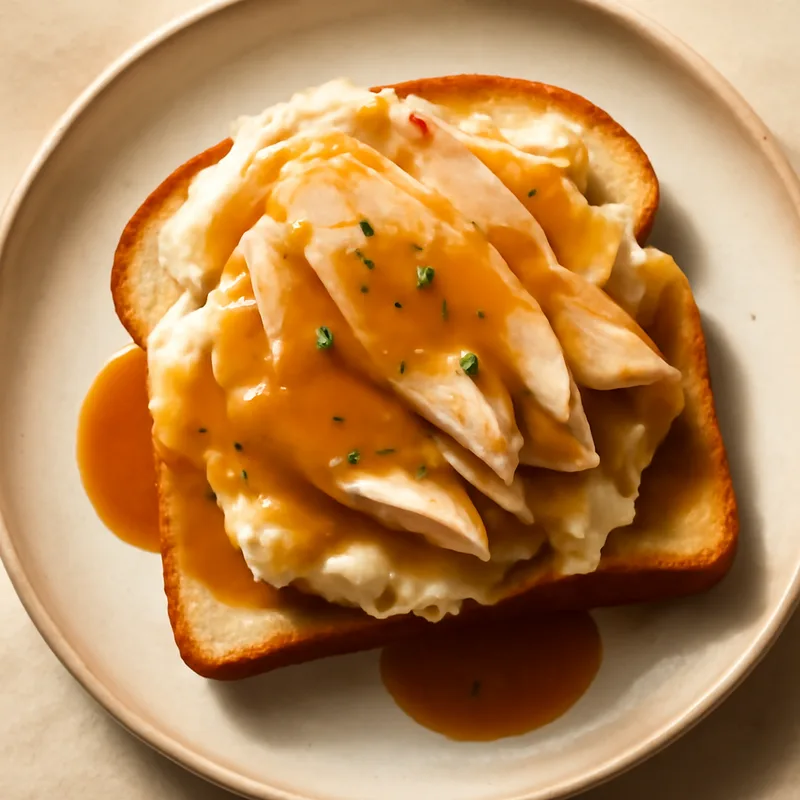 Open-Faced Hot Turkey Sandwiches With Mashed Potatoes And Gravy