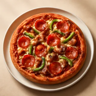 Pepperoni And Sausage Pan Pizza With Green Peppers