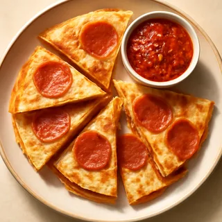 Pepperoni Pizza Quesadillas With Marinara Dip