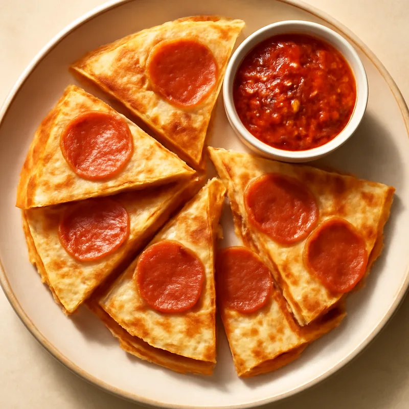 Pepperoni Pizza Quesadillas With Marinara Dip