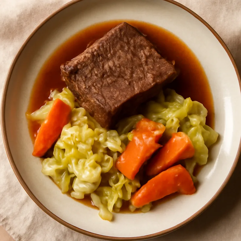 Pot Roast With Buttered Cabbage And Carrots