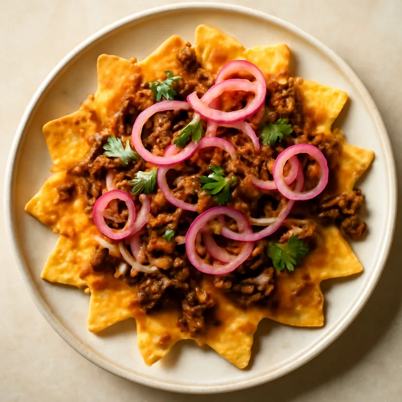 Pulled Pork Nachos With Cheddar And Pickled Onions