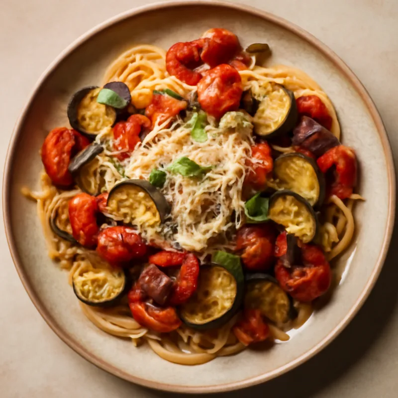Roasted Vegetable Pasta With Garlic And Parmesan