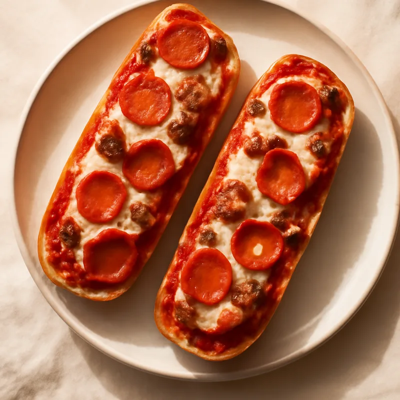 Sausage And Pepperoni French Bread Pizzas With Mozzarella